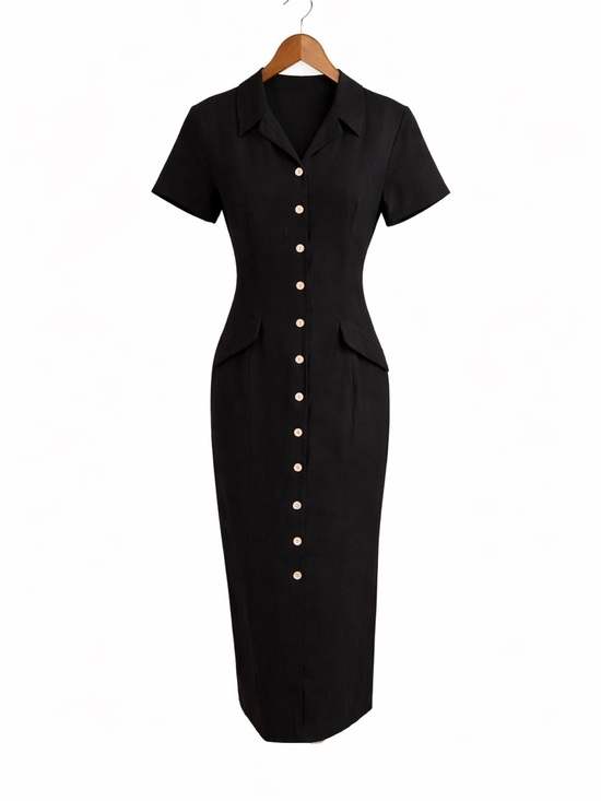 Worthington Dresses & Skirts - Worthington Black Button Front Midi Dress Size 8 Classic Tailored Fully